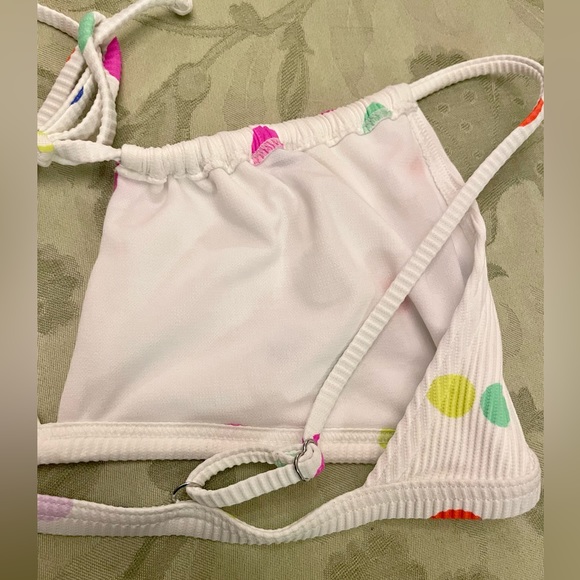 New Topshop White Colorful Polka-Dot Swimsuit Bikini Top Separates US 10 UK 14 - Picture 6 of 13